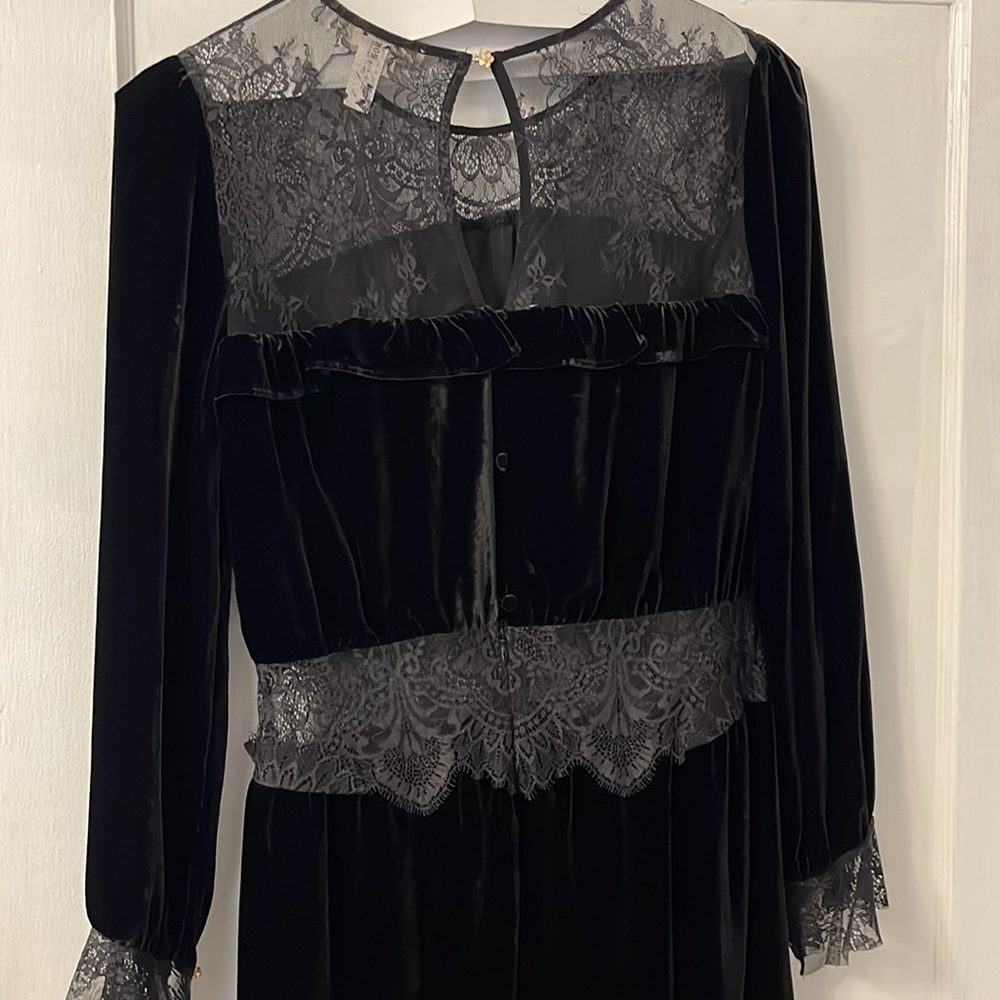 For Love & Lemons long sleeve velvet lace dress - Picture 6 of 10